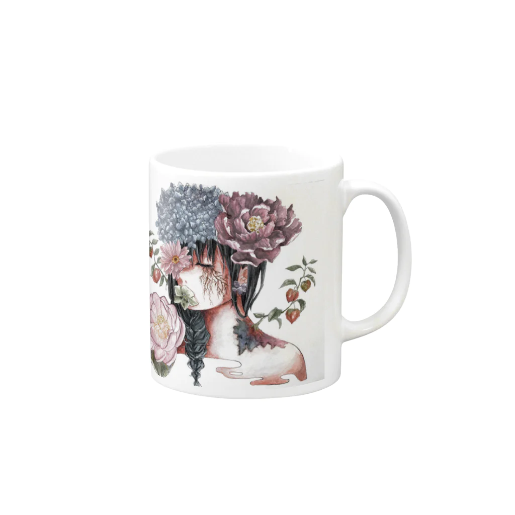 ローズルの花を吐くdark Mug :right side of the handle