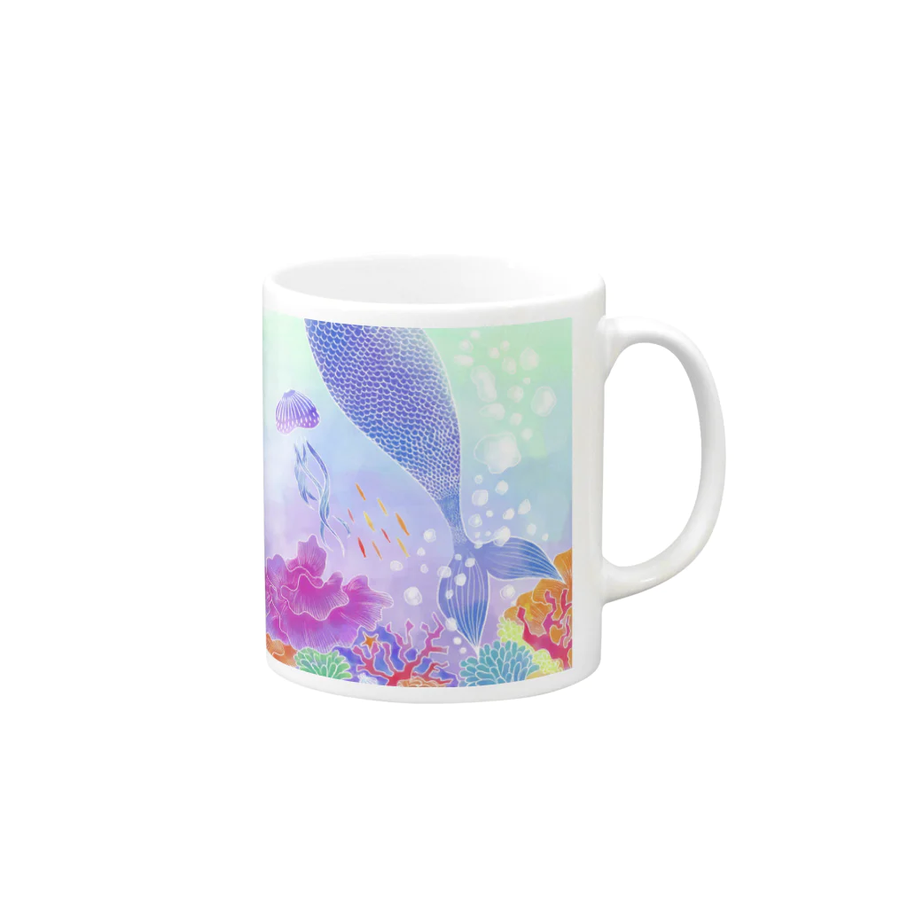 白虹のあわのまにまに/あおむらさき Mug :right side of the handle