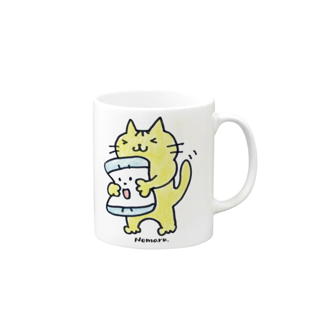 NEMARU andSHOPのトラちゃん2(Color） Mug :right side of the handle