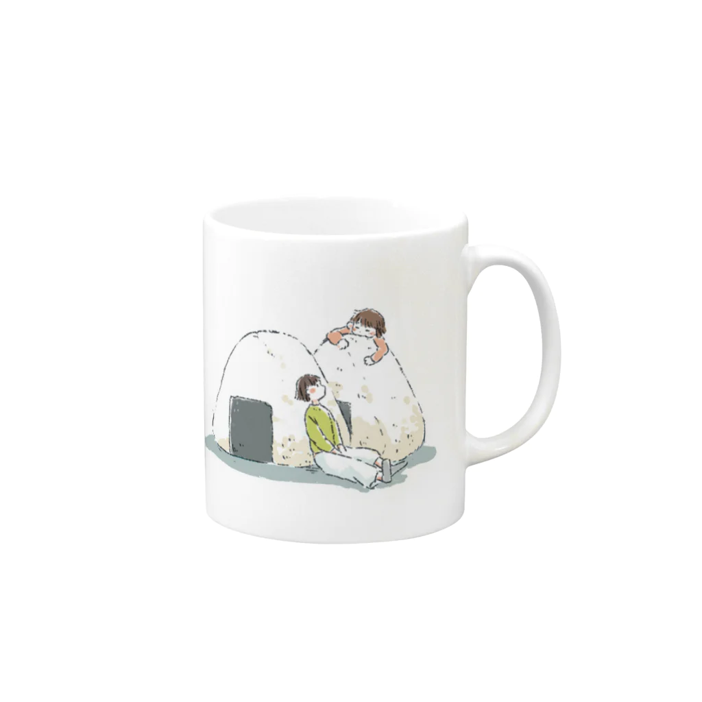 かわいみなショップのふたごとおにぎり Mug :right side of the handle