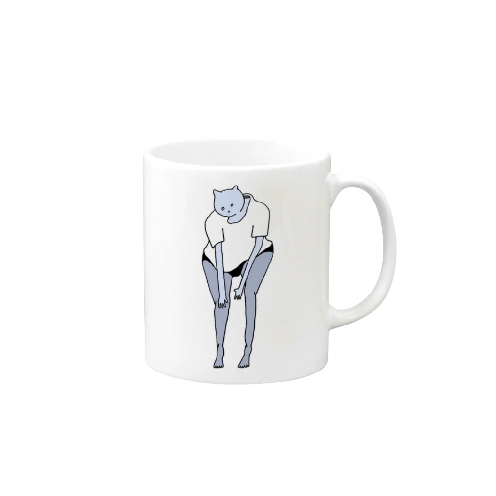 なかお まりこのブルマねこ Mug :right side of the handle