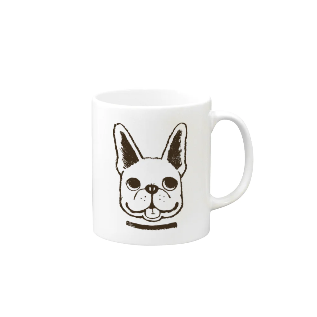 タバタ画房のフレンチブルドックくん　ブラウン　 Mug :right side of the handle