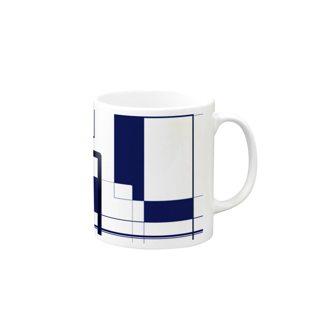 モノクロ@材木のランダムスクエア Mug :right side of the handle