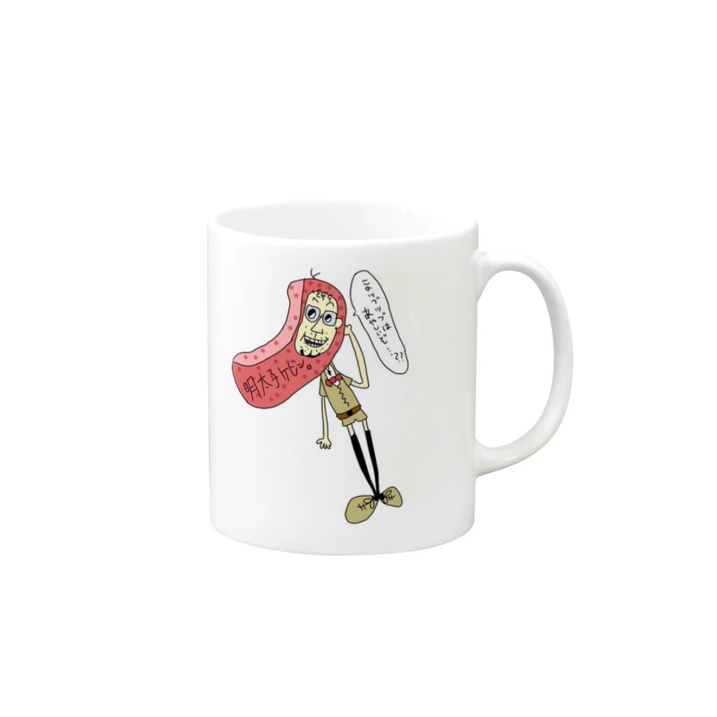 ぶちこデブさんの明太子ケビンくん Mug :right side of the handle
