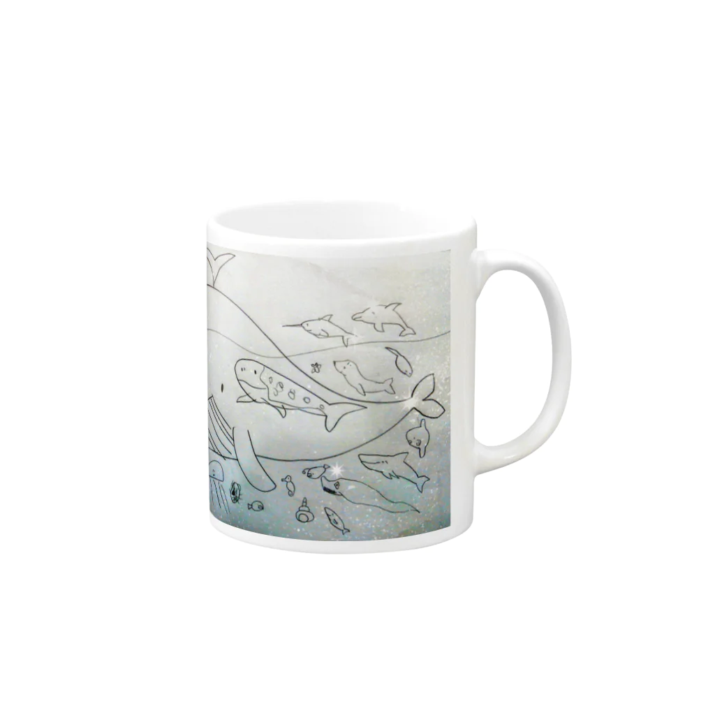 琥珀ぬこの海のなかまたち Mug :right side of the handle