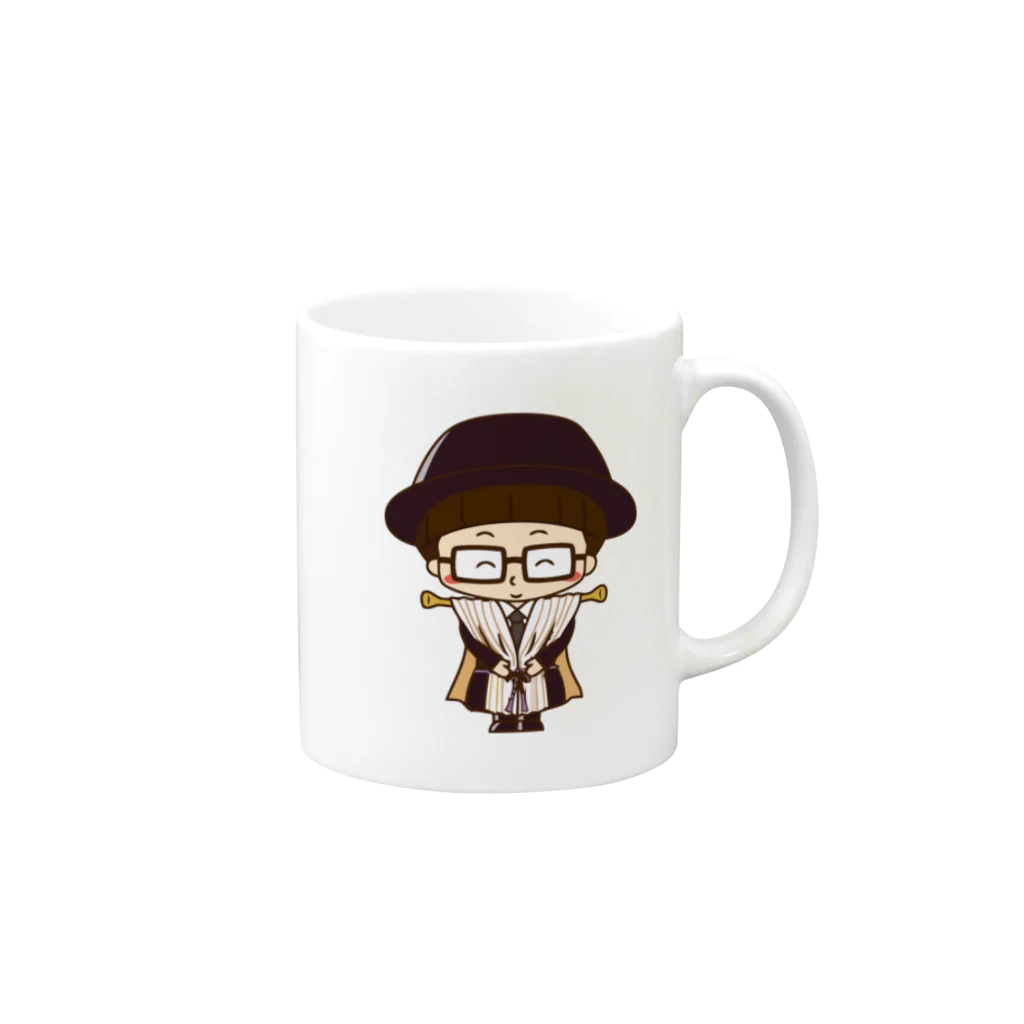 インテリアクレールのカーテンマンJr.（ありがとう）のマグカップ Mug :right side of the handle