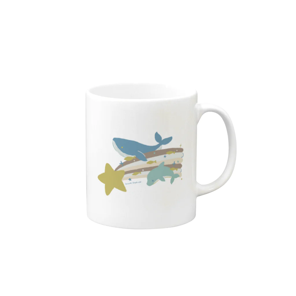 すずきいときちの流れ星ウェーブ Mug :right side of the handle