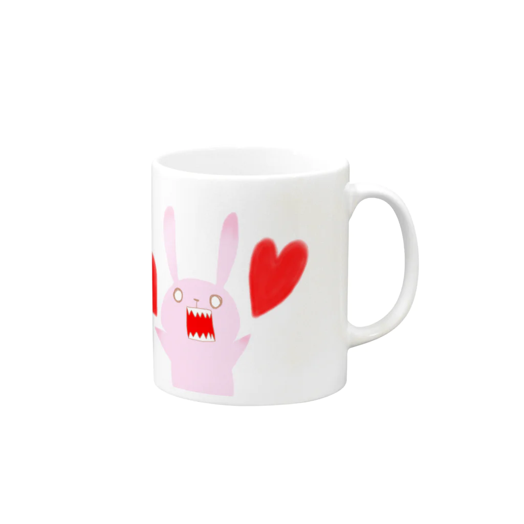 そらまめこのうさぎ「大好き！GAO！」 Mug :right side of the handle