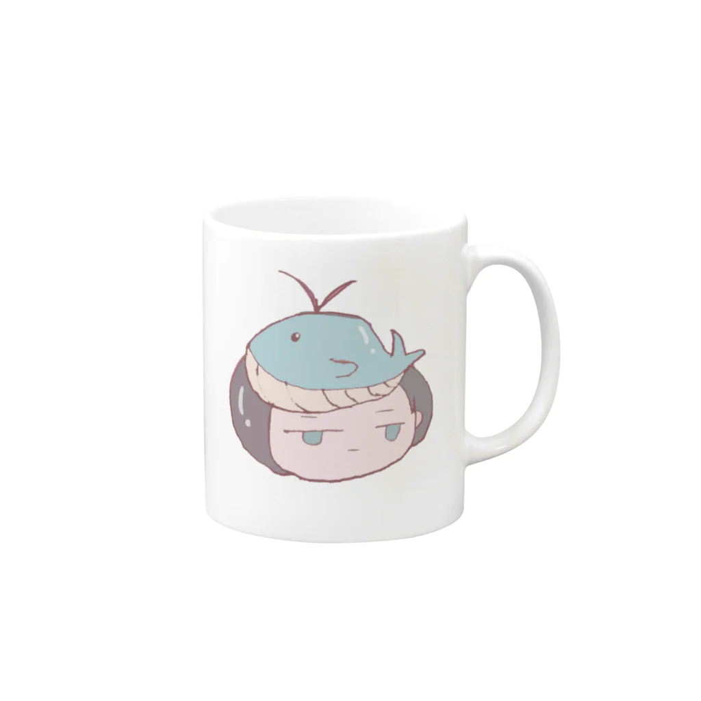 天ぷら・故のくじらブルー Mug :right side of the handle