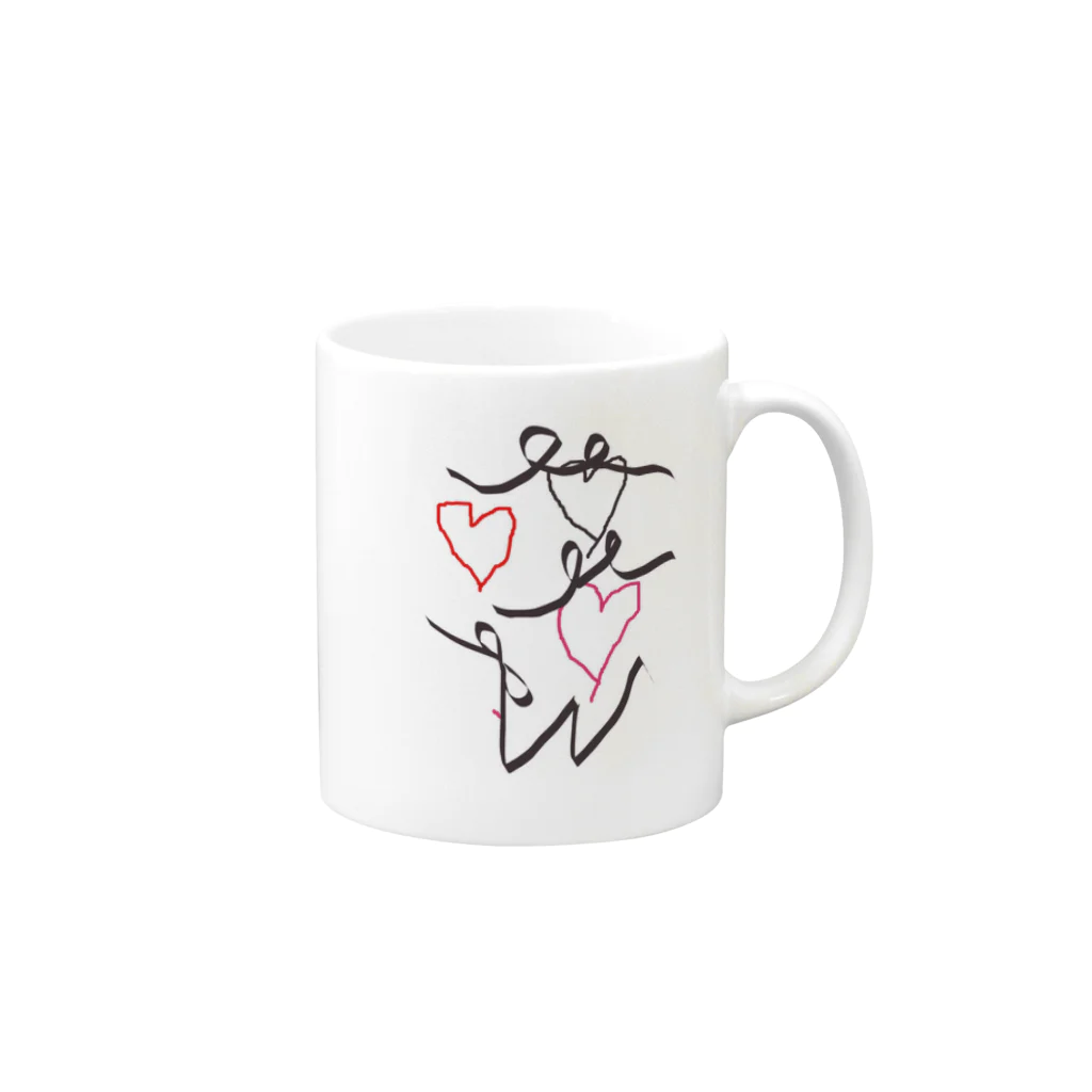 TシャツあんどグッズSHOP の❤とリボン Mug :right side of the handle