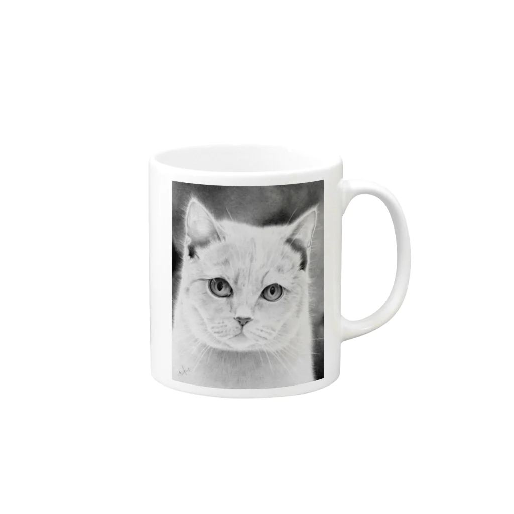 MANYO-MANYO工房の猫絵食器 Mug :right side of the handle