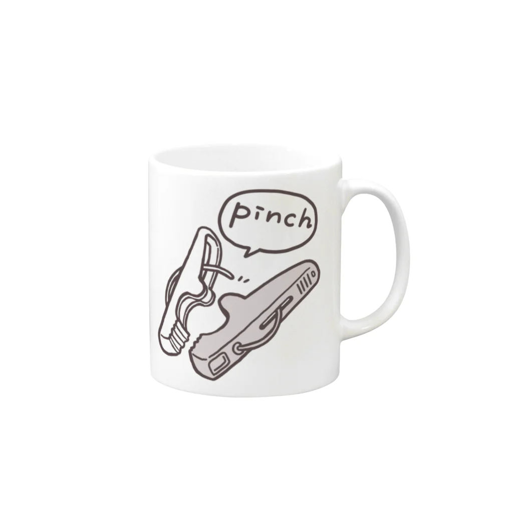 pinchの壊れたピンチ Mug :right side of the handle