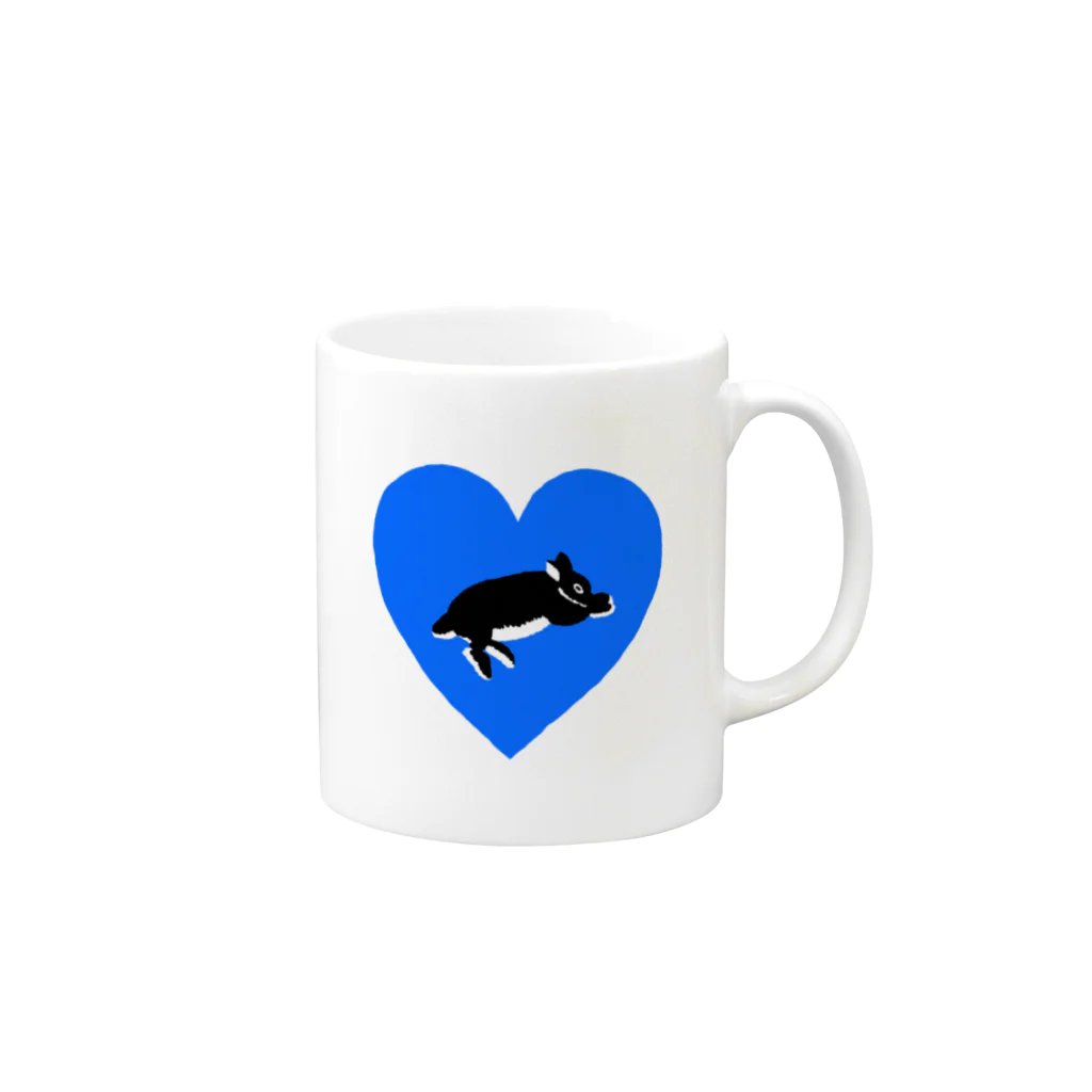 OKDM SHOPのBLUE OKDMうさぎ Mug :right side of the handle