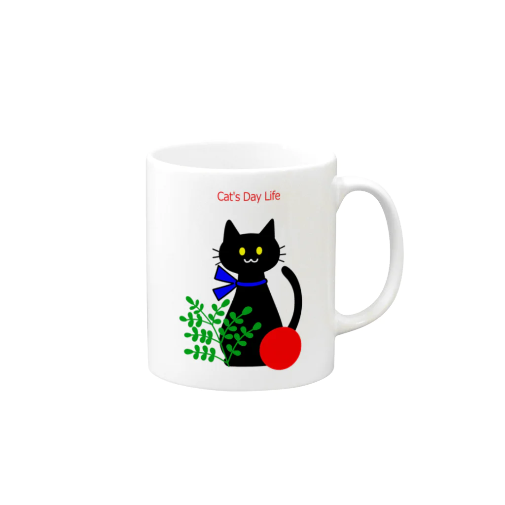 catdaylife.の猫の日暮らしのラッキーくん Mug :right side of the handle