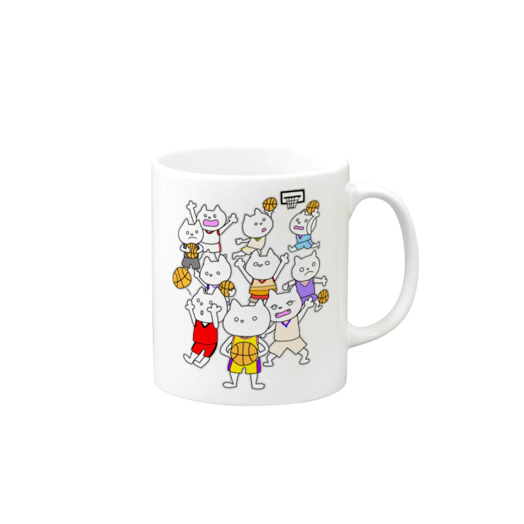 tacotuesdayのにゃんこバスケットボール Mug :right side of the handle