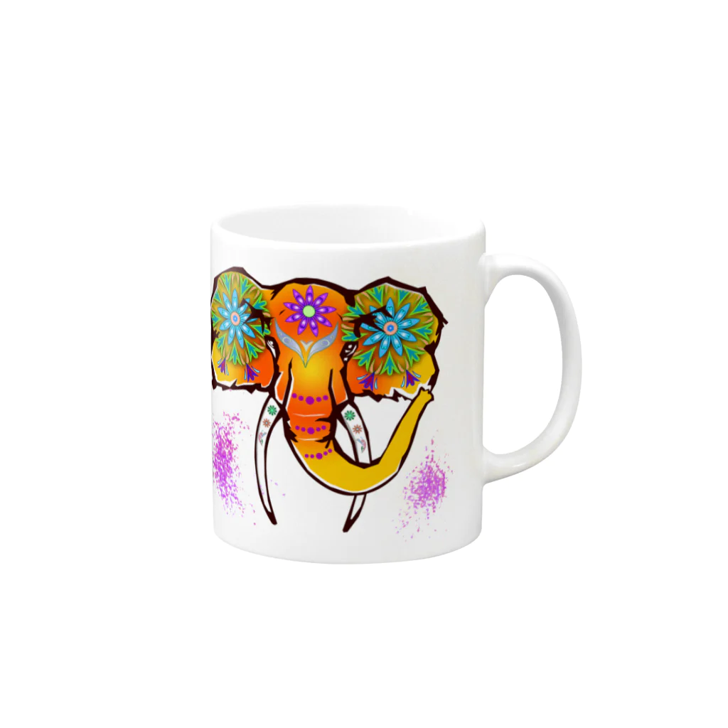 I-Asis-D SHOPのエレファントイラスト Mug :right side of the handle