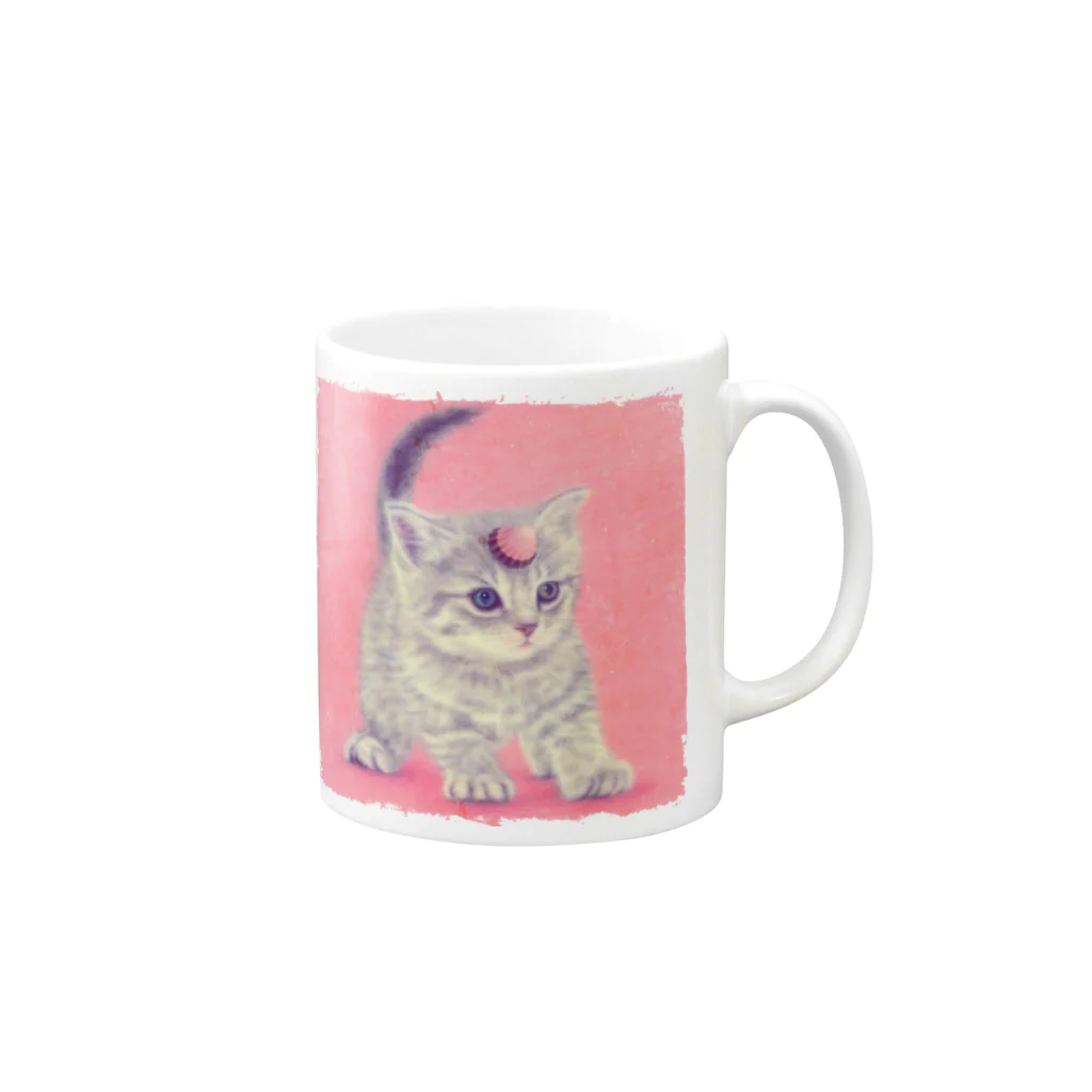 萌獣ファクトリー「純屋」の萌獣 猫 ユニャコーン／ゆにゃんこ：アポロ Mug :right side of the handle