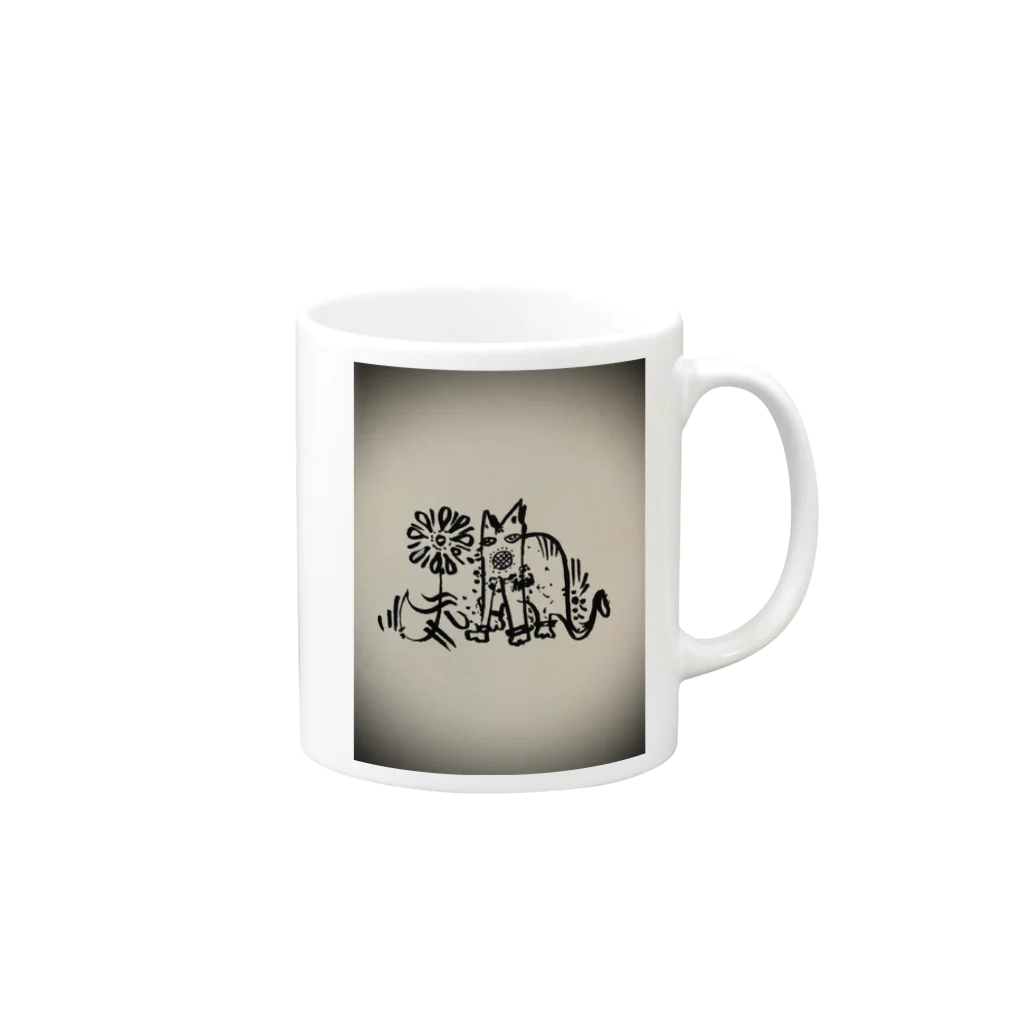 OPTMの花と動物 Mug :right side of the handle