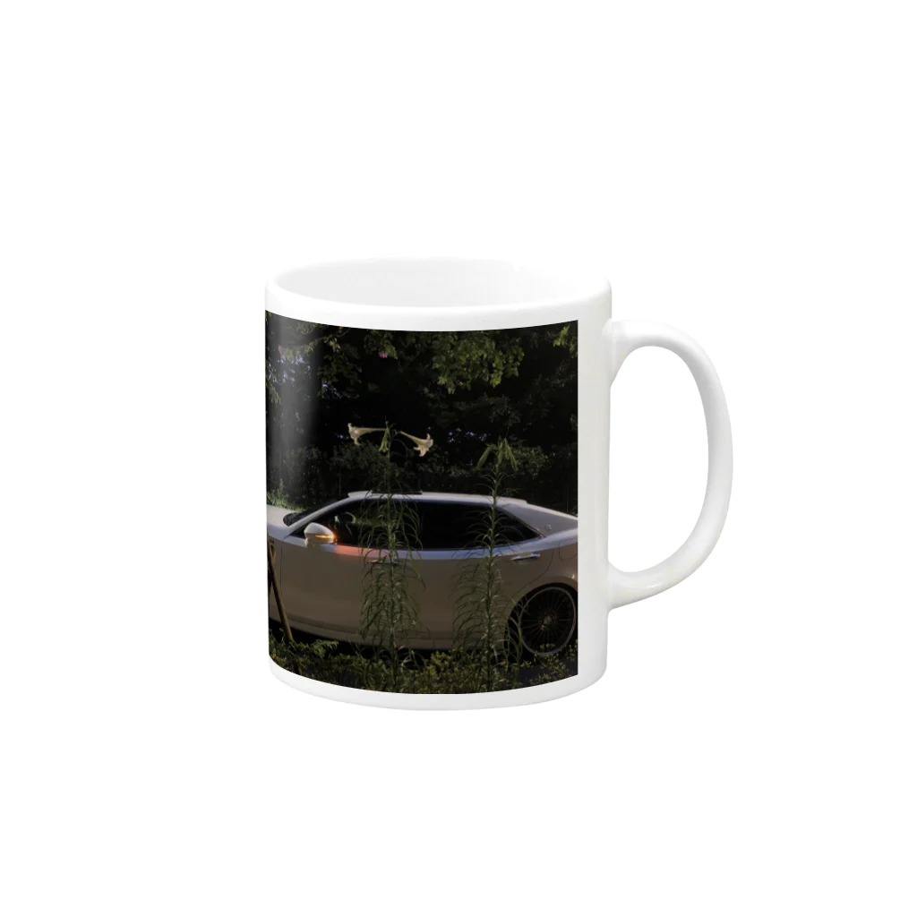 傘屋の車と百合 Mug :right side of the handle