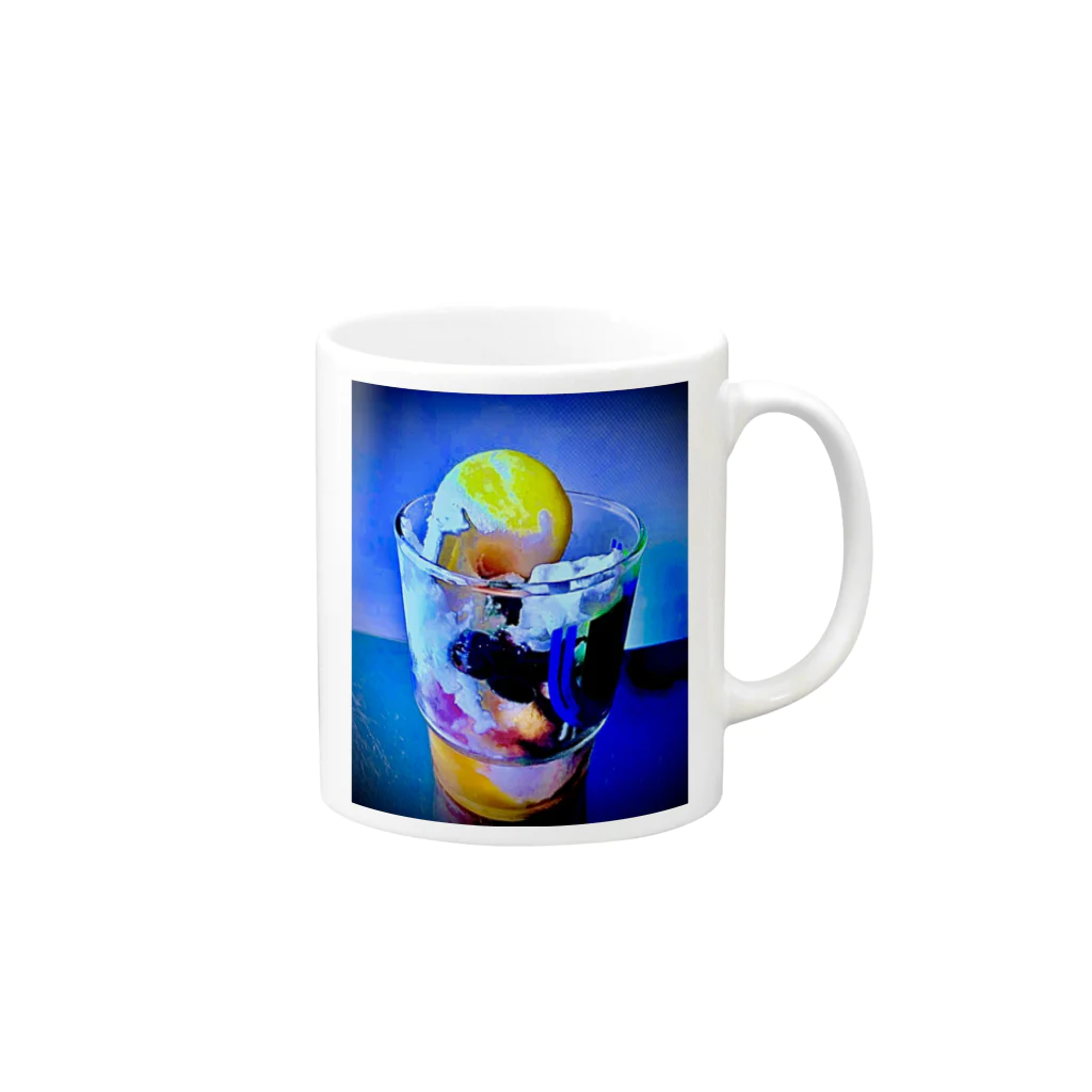 Famille de baleines(ファミールデバレーヌ)のミニパフェ Mug :right side of the handle