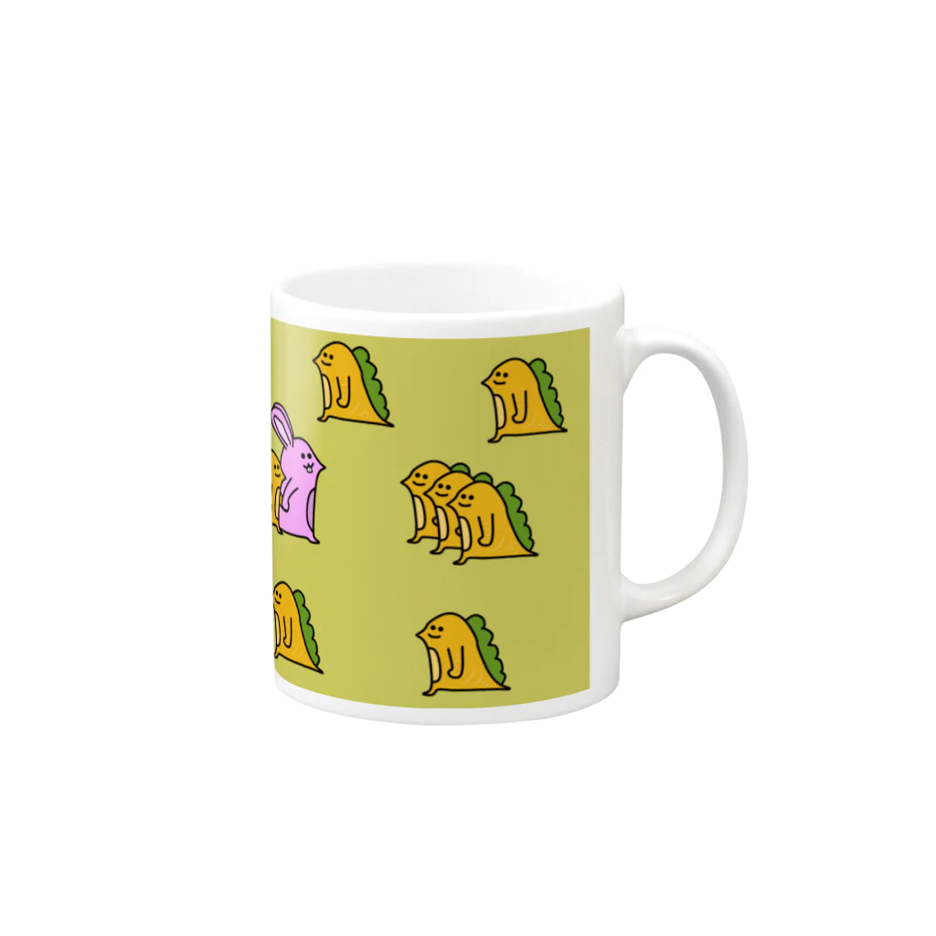 おぬしわんの店のウサギとニンジンサウルス Mug :right side of the handle