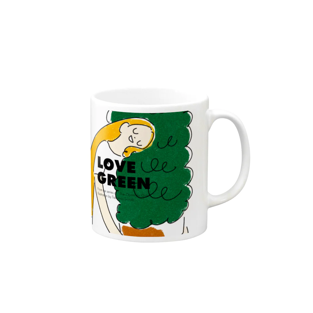 Takanori SuzukiのLOVE GREEN with logo Mug :right side of the handle