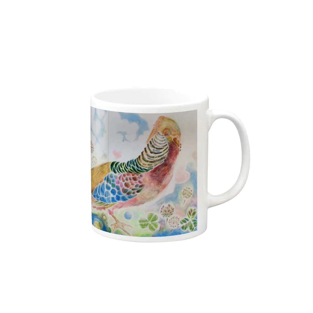 色鉛筆と絵本の世界の鳥 やさん。   錦鶏  Mug :right side of the handle