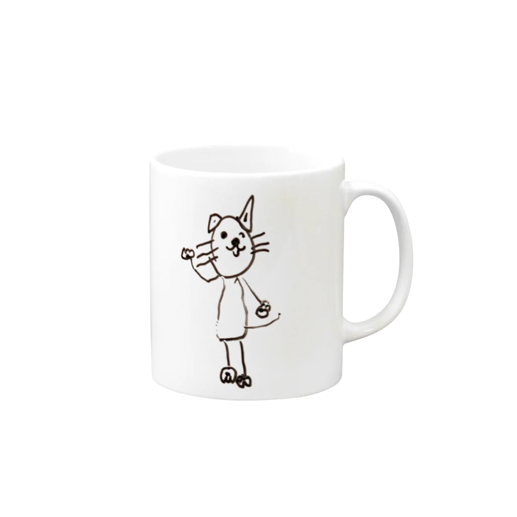 ねこかめのお店のネコチヤン Mug :right side of the handle