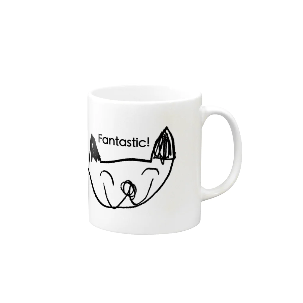 れんげSHOPのねこのマグカップ Mug :right side of the handle