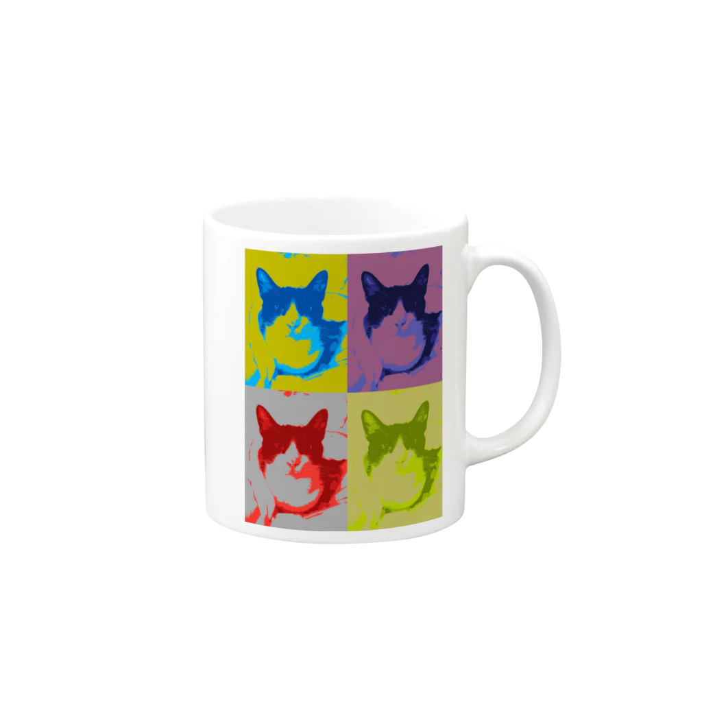 yummyの猫のハチワレ 1 Mug :right side of the handle