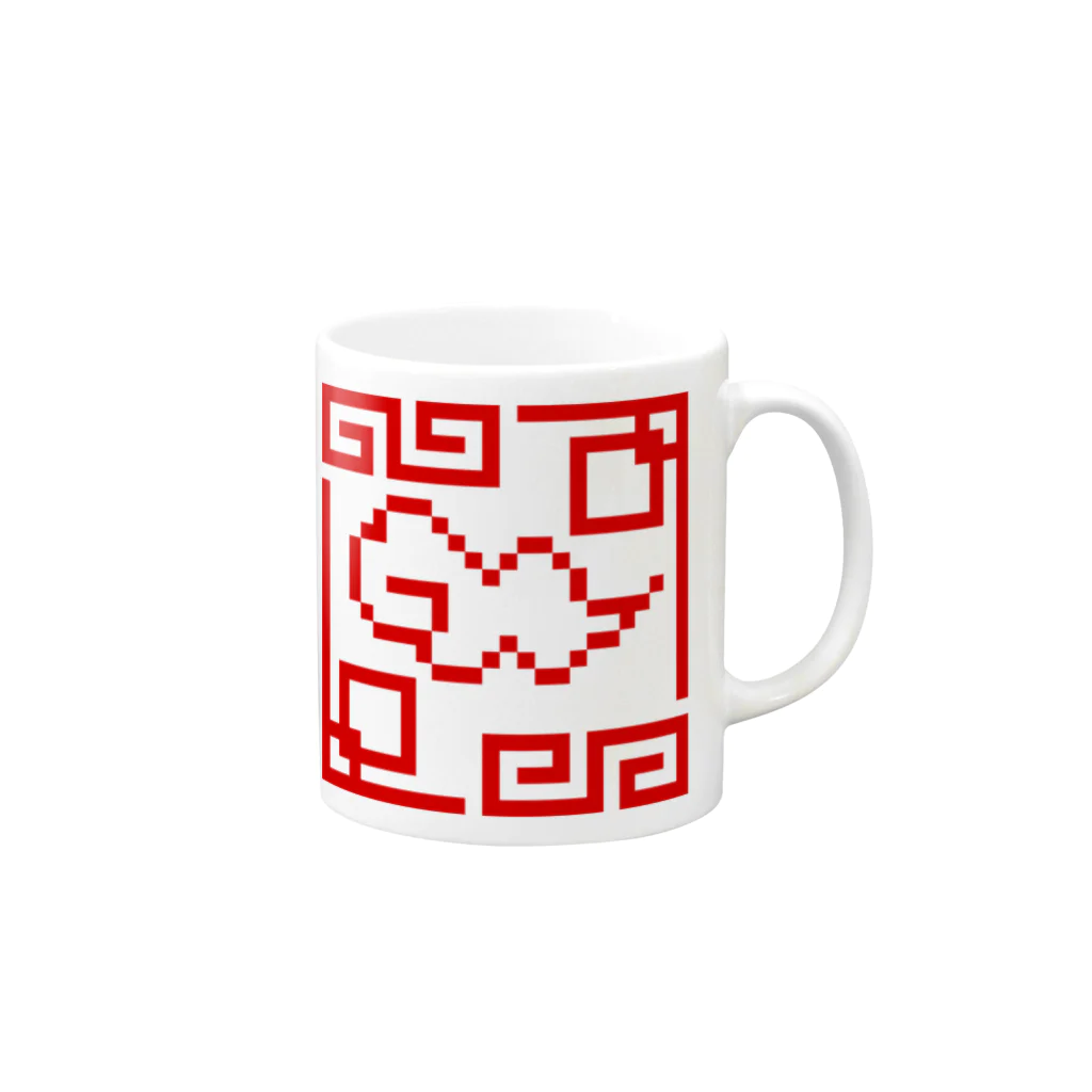 multiのチャイナ風 雲 ドット絵 Mug :right side of the handle