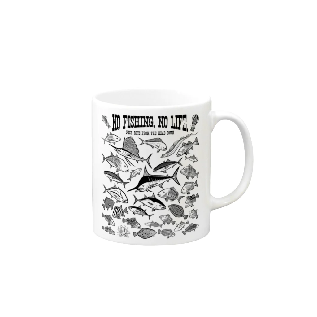 猫と釣り人のSaltwater fish_3K Mug :right side of the handle