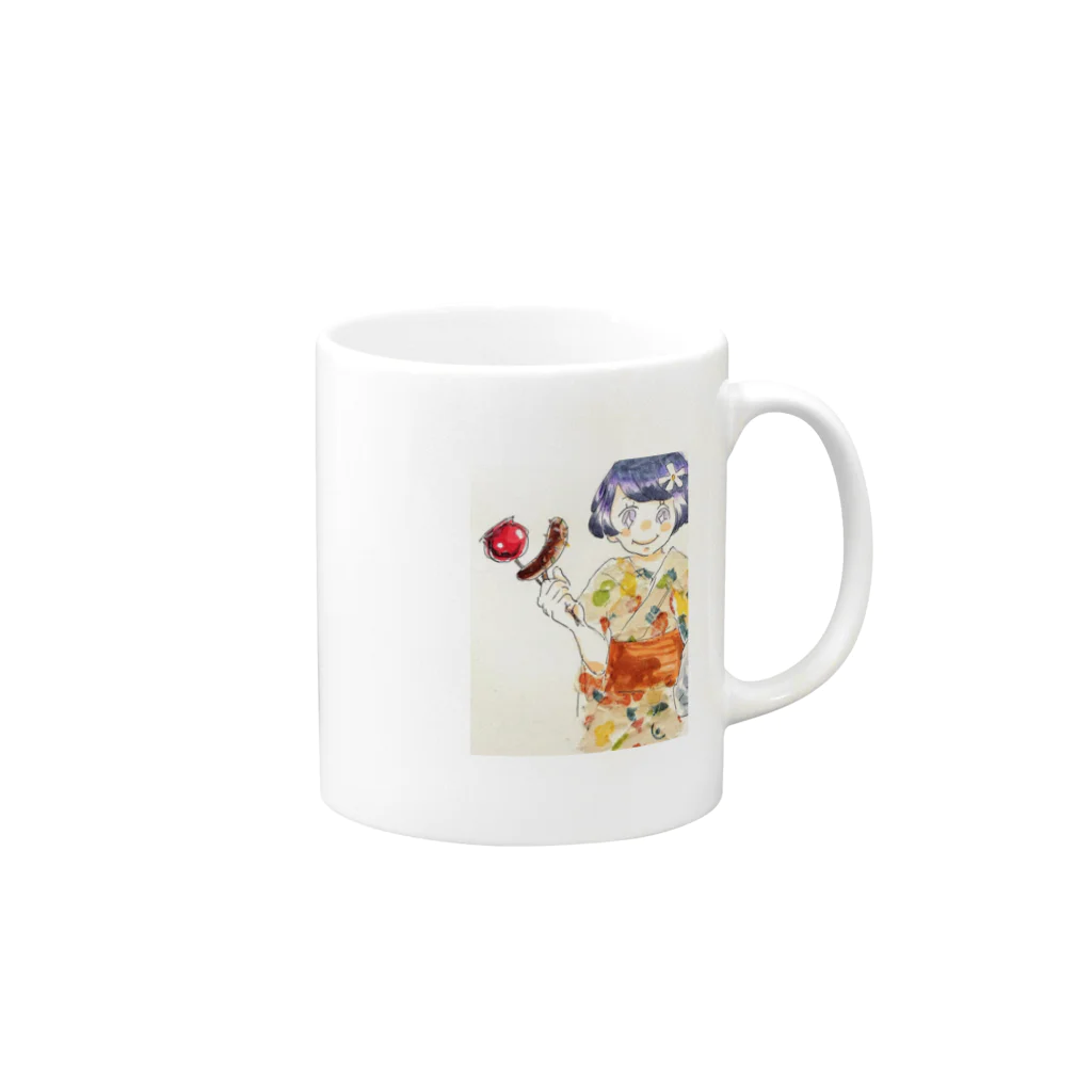 なちゃんの夏祭りの女の子 Mug :right side of the handle