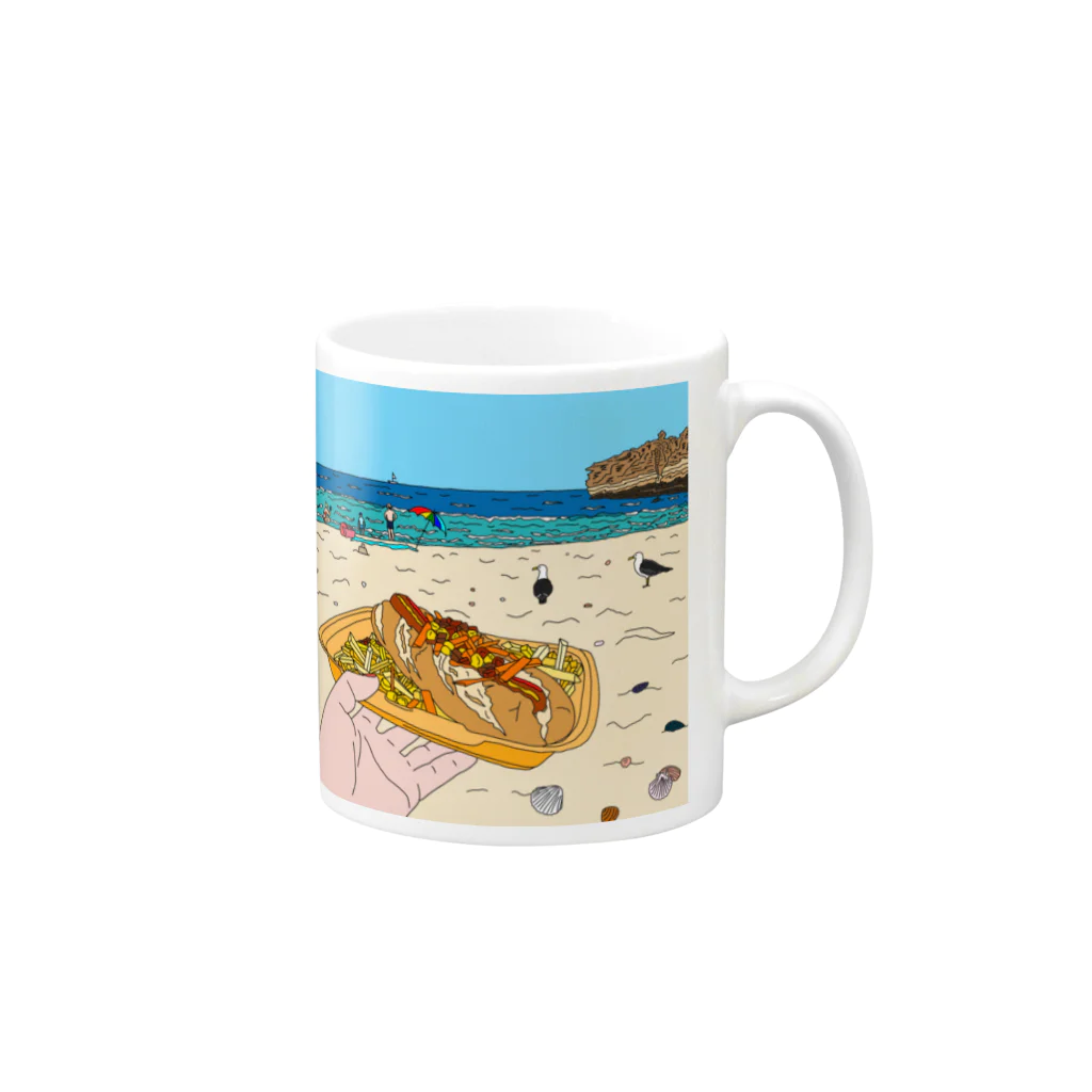 らぴの堂のHotdog on the Beach Mug :right side of the handle