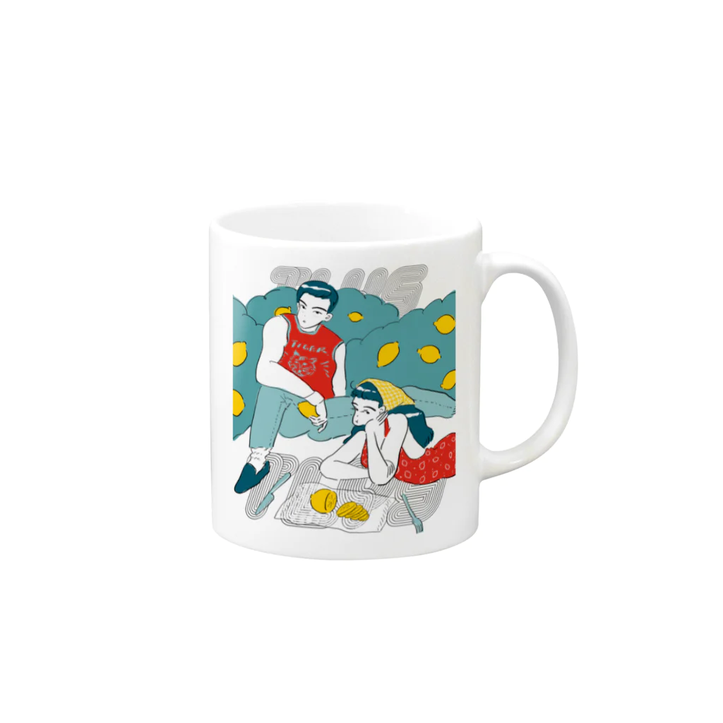 TLYSのレモンピクニック Mug :right side of the handle