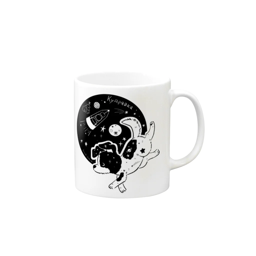 すずきいときちのクドリャフカ-スプートニク2号-(黒) Mug :right side of the handle