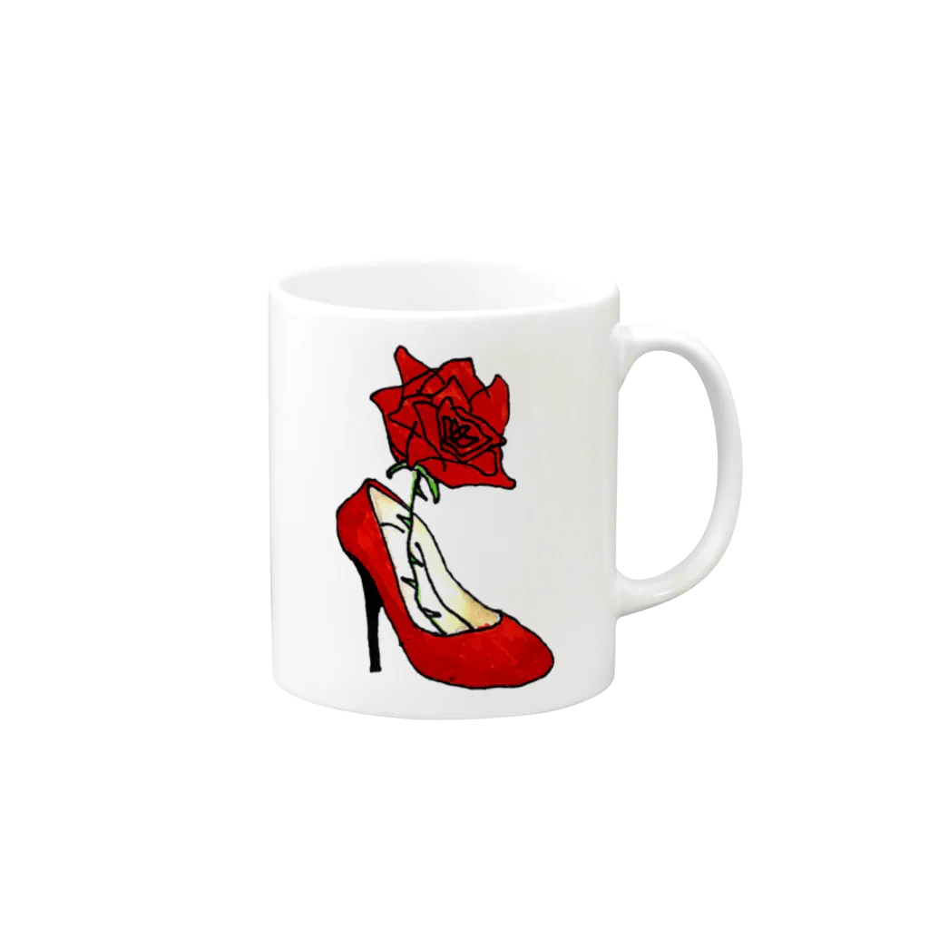 BungeeJunkの薔薇とヒール Mug :right side of the handle