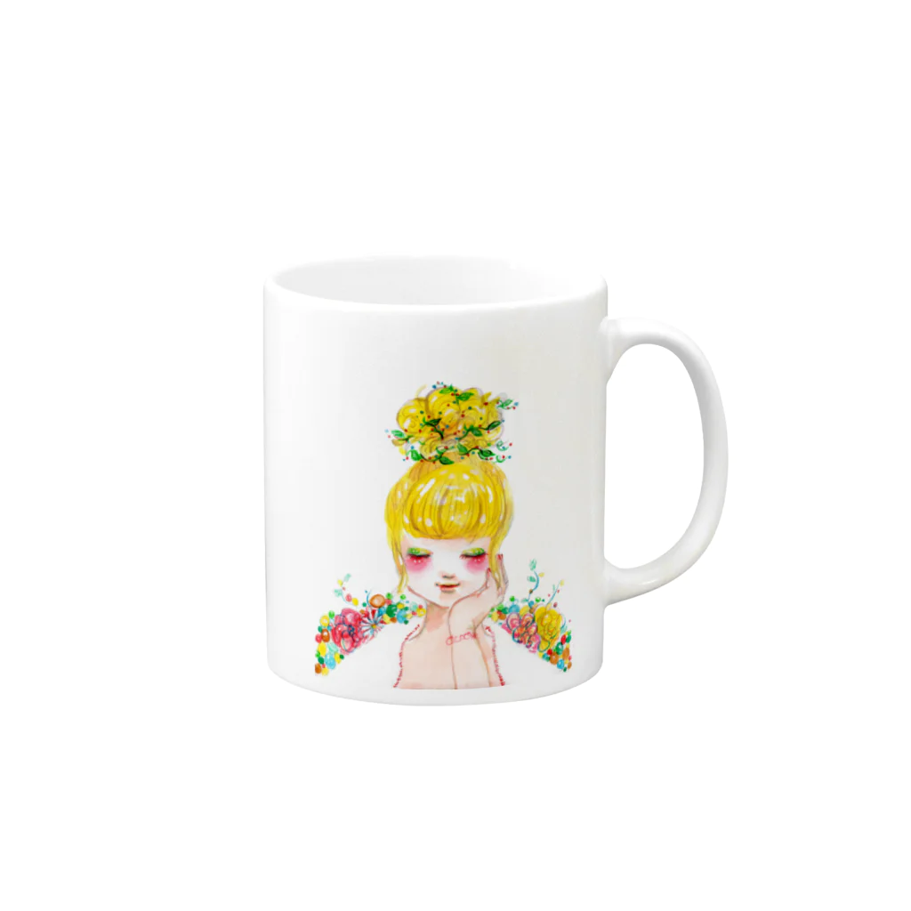 acco_girlsの頭の中はお花畑 Mug :right side of the handle