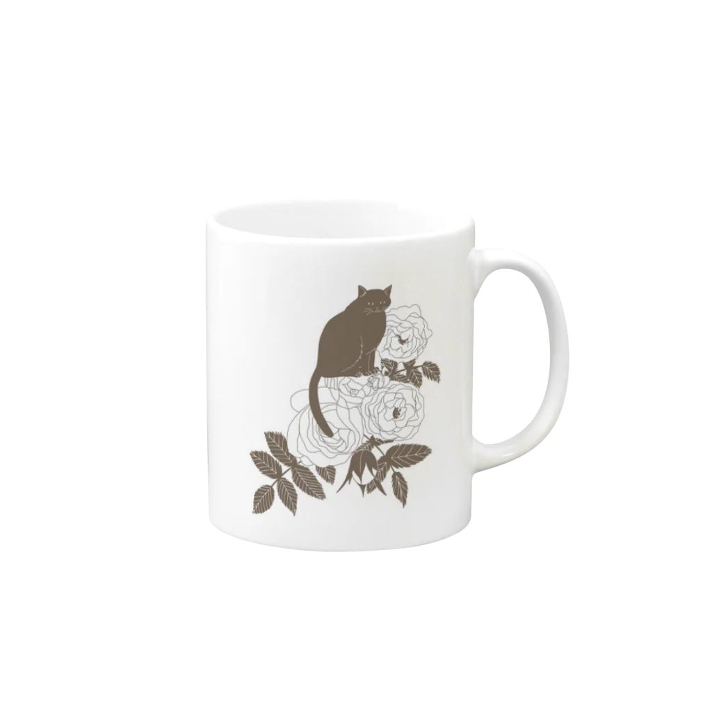 ねこふく屋のミルクティーローズ Mug :right side of the handle