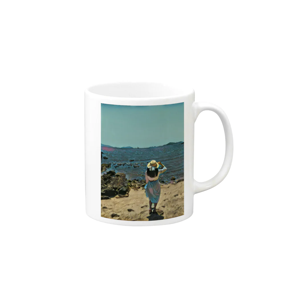 simple_NのSea girl Mug :right side of the handle