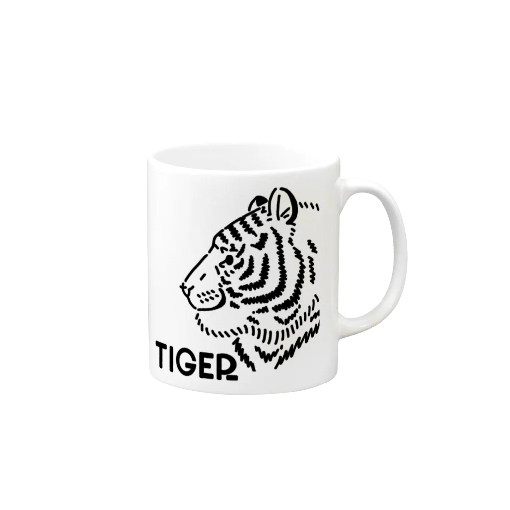 サタケ商店🐅🍛のiTDQ タイガー　(wwf500円寄付付き) Mug :right side of the handle