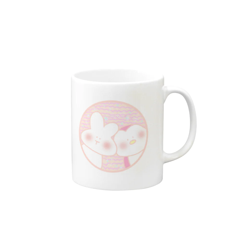 YukaHAMAMOTOのひょっこりうさちゃんとぺっちゃん Mug :right side of the handle