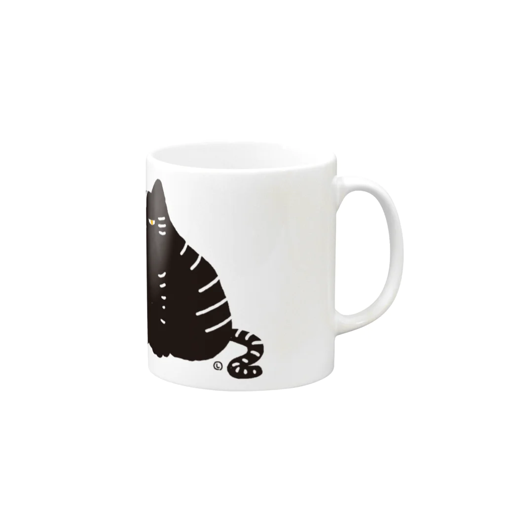 本田しずまるの絵のグッズのトラネコ・黒・大 Mug :right side of the handle