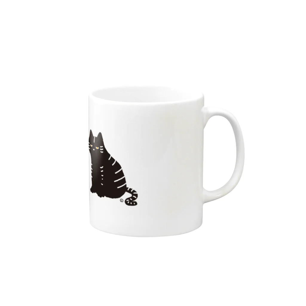 本田しずまるの絵のグッズのトラネコ・黒・小 Mug :right side of the handle