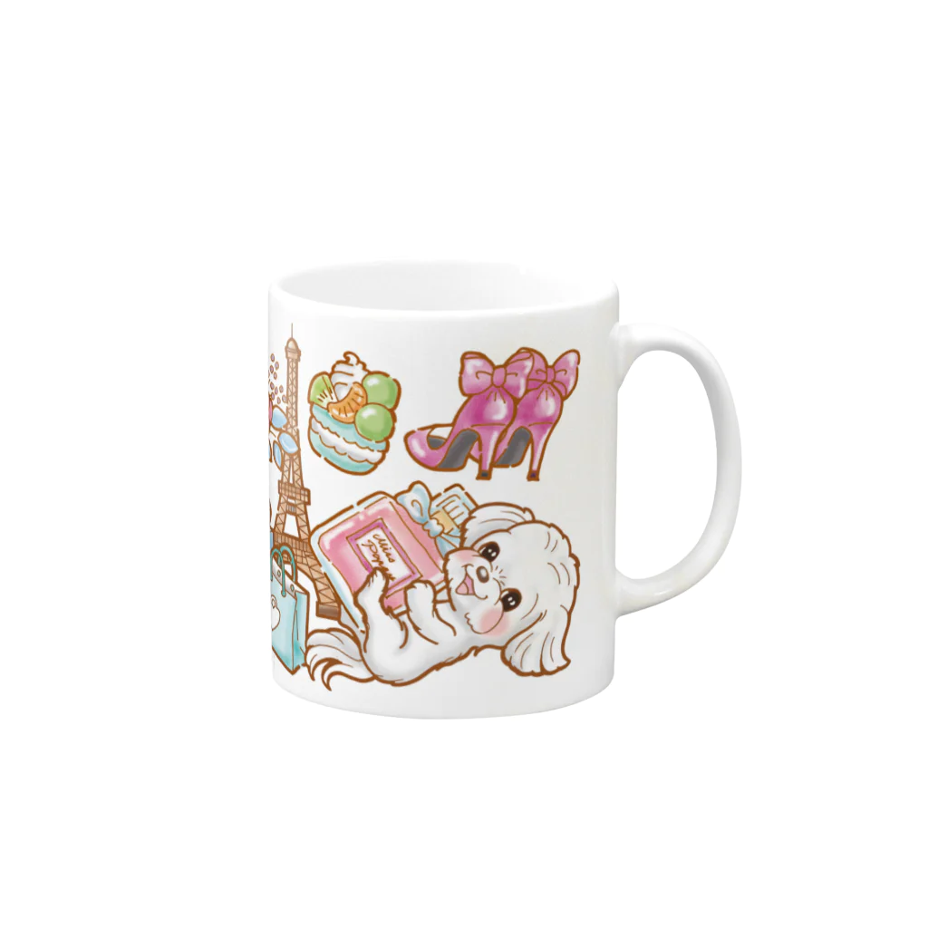 あとりえピノコのパリモードマルチーズちゃん Mug :right side of the handle