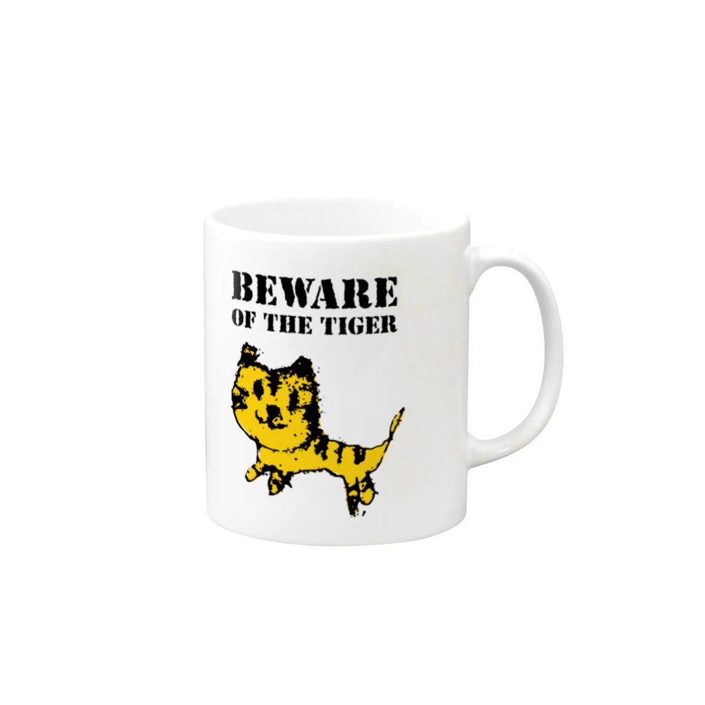 アヒルカフェのBEWARE OF THE TIGER マグカップの取っ手の右面