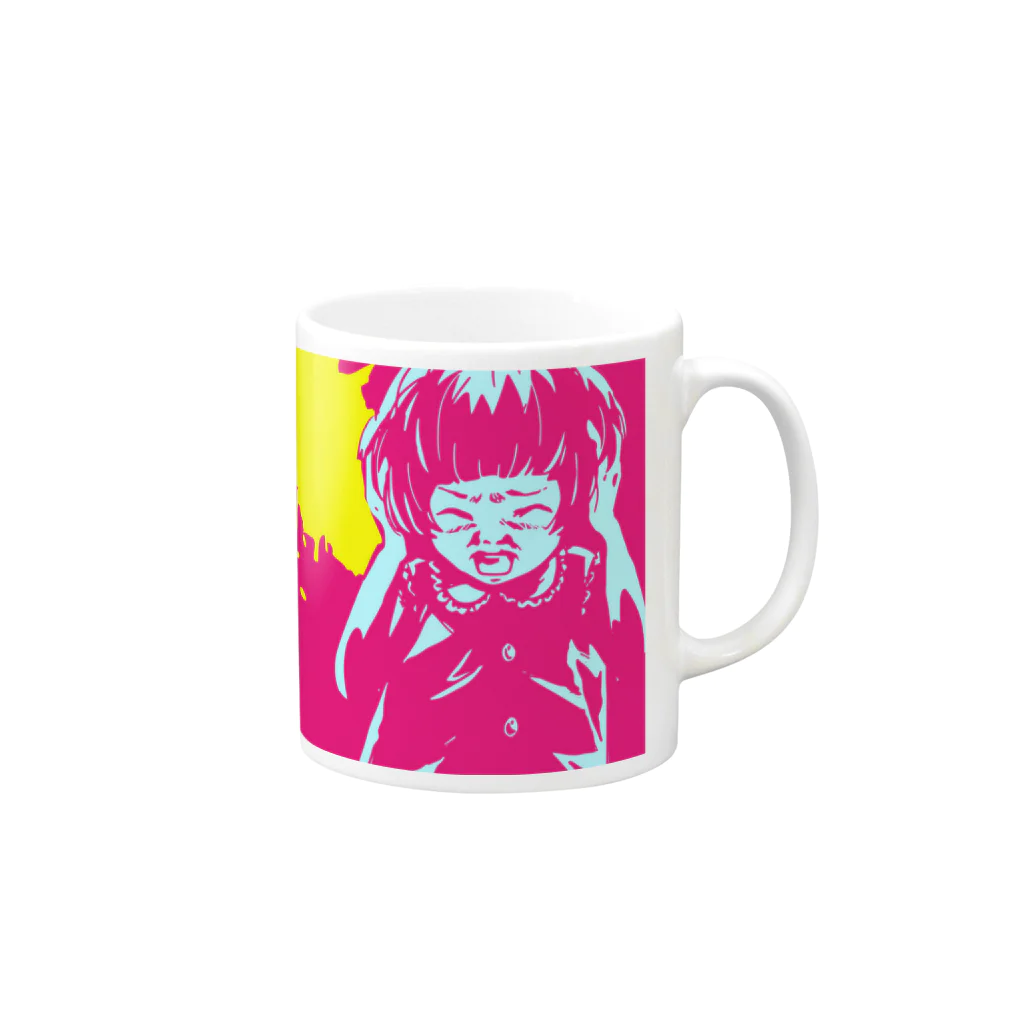 怖話グッズの怖話-Girlイラスト3（Mug-Cup Pink） Mug :right side of the handle