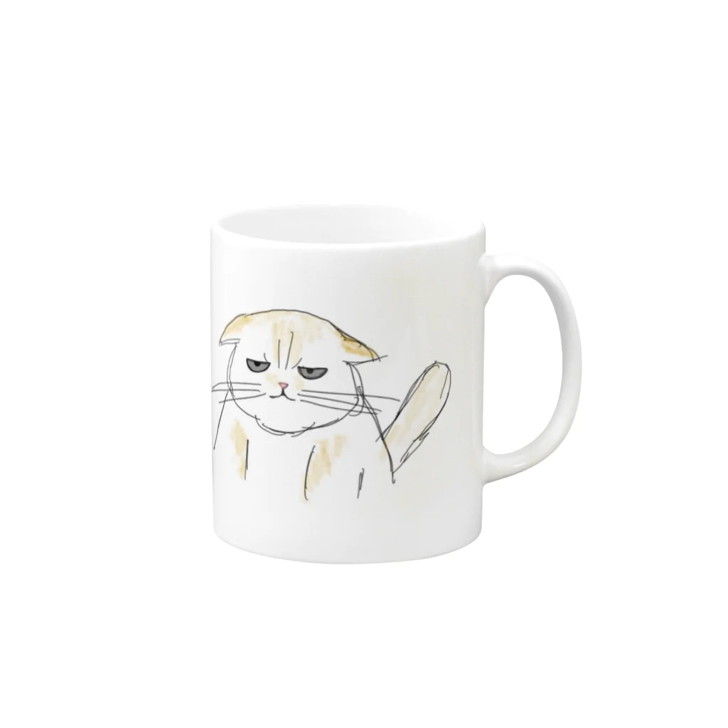 丸太猫のふてぶてしい顔の猫のつがい Mug :right side of the handle