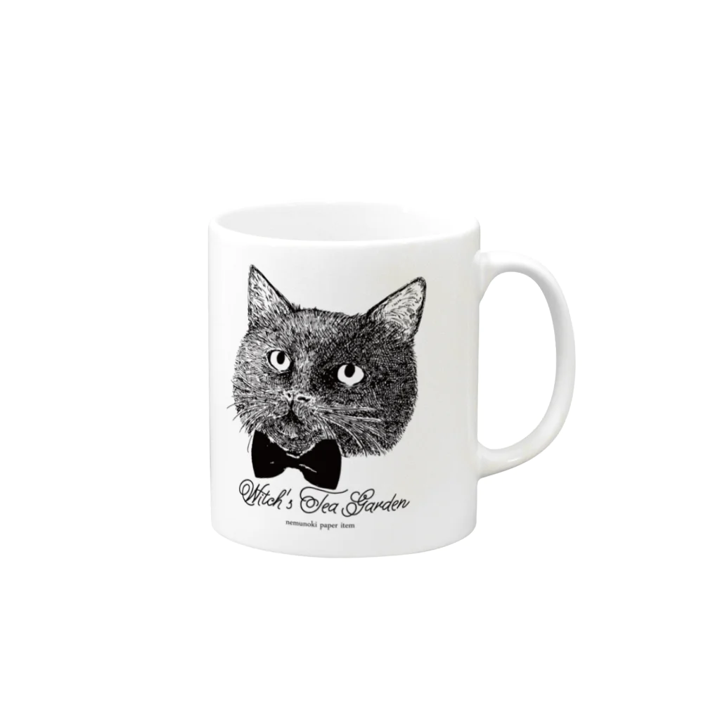 nemunoki paper itemの黒猫のヴィヴィ（蝶ネクタイ） Mug :right side of the handle