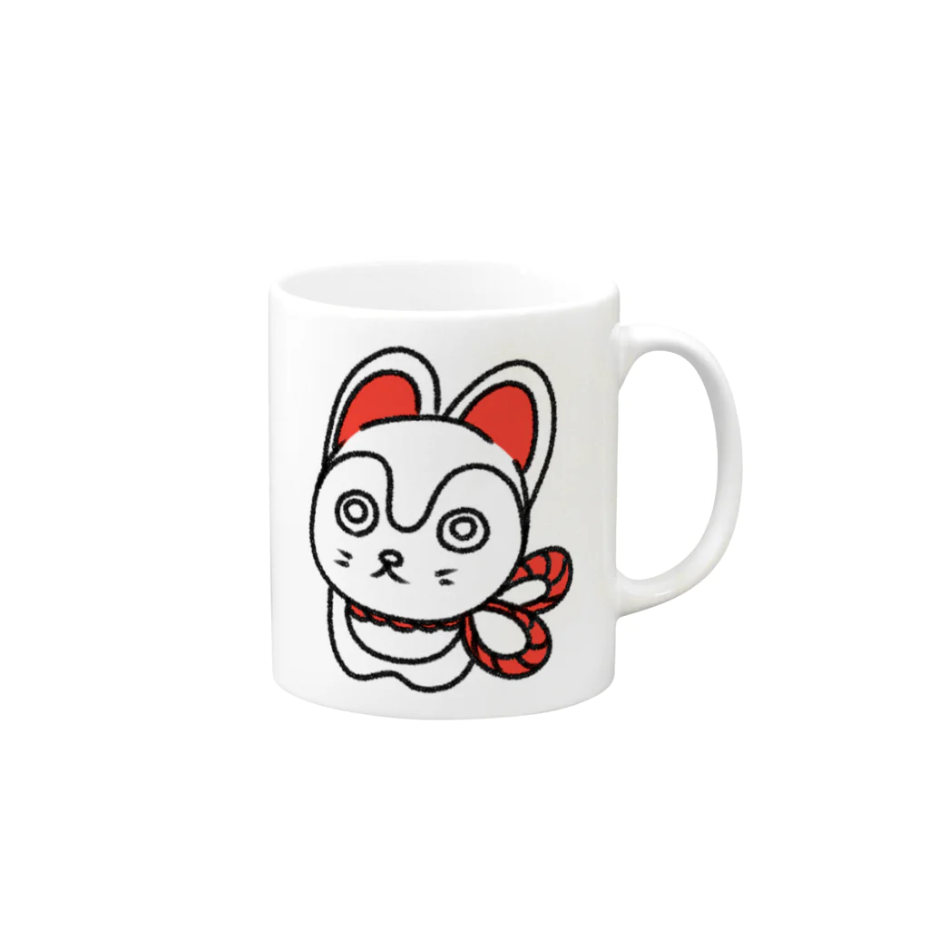 うらめし屋　の福犬ちゃん　黒 Mug :right side of the handle